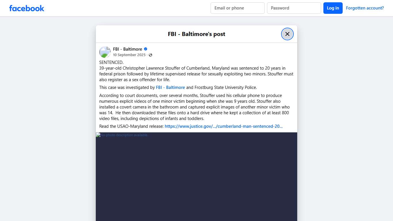 FBI - Baltimore - SENTENCED. 39-year-old Christopher... | Facebook